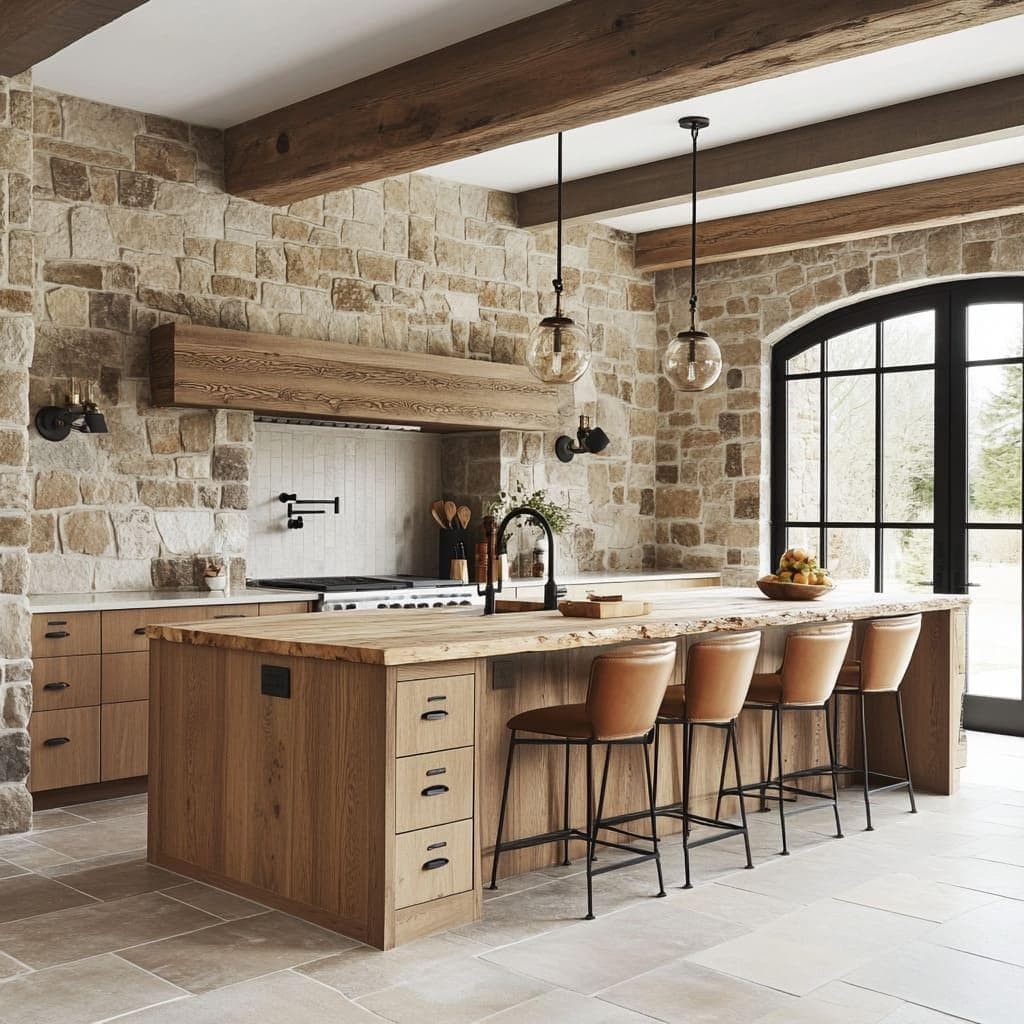 TODO: describe the rustic kitchen photo